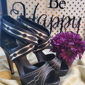 LEATHER ISOLA PLATFORM HEELS Size 7.5